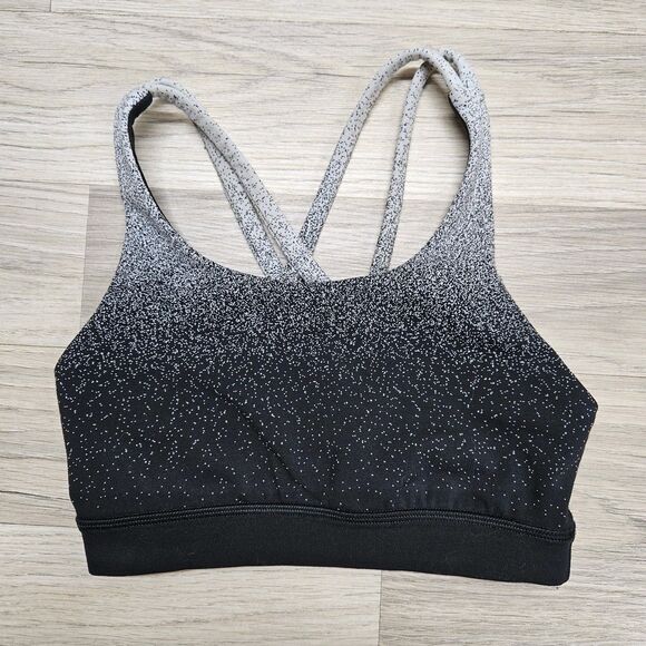 Lululemon Womens Black Speckled Energy Sports Bra Size 2 - Picture 1 of 6